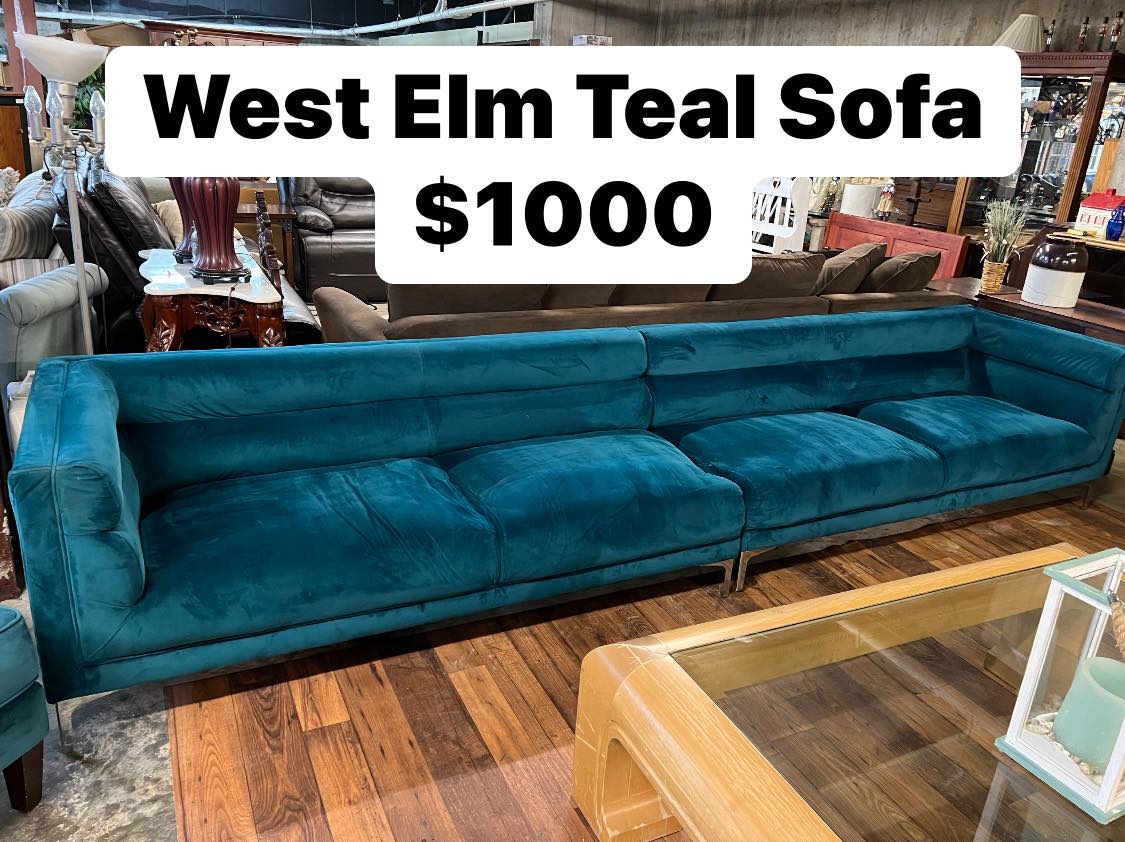 Teal West Elm Two Piece 151 Sofa